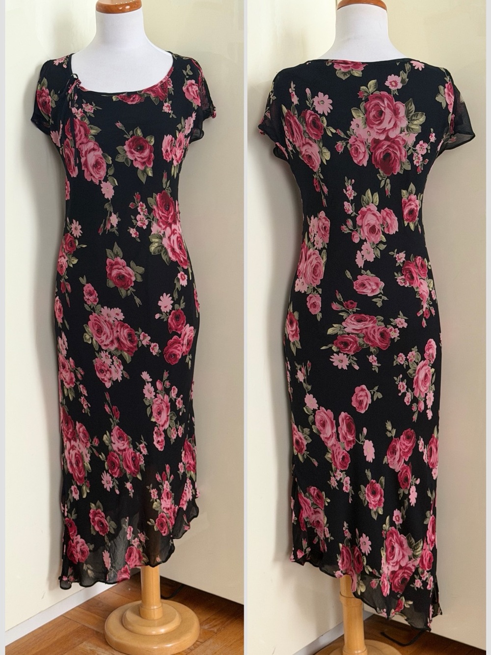 Vintage CDC Petite Romantic Floral Midi Dress sz 12 M